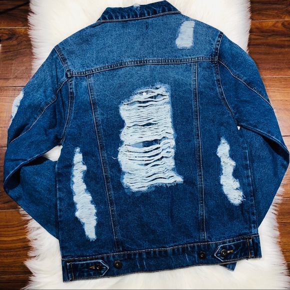 Oversized Distressed Denim Jackets - Picture 7 of 7